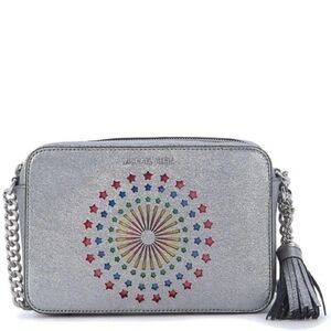 Michael Kors Silver Glitter Starburst Crossbody Bag